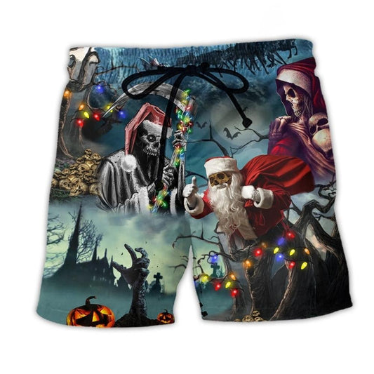 Christmas Santa Skull Art – Beach Short