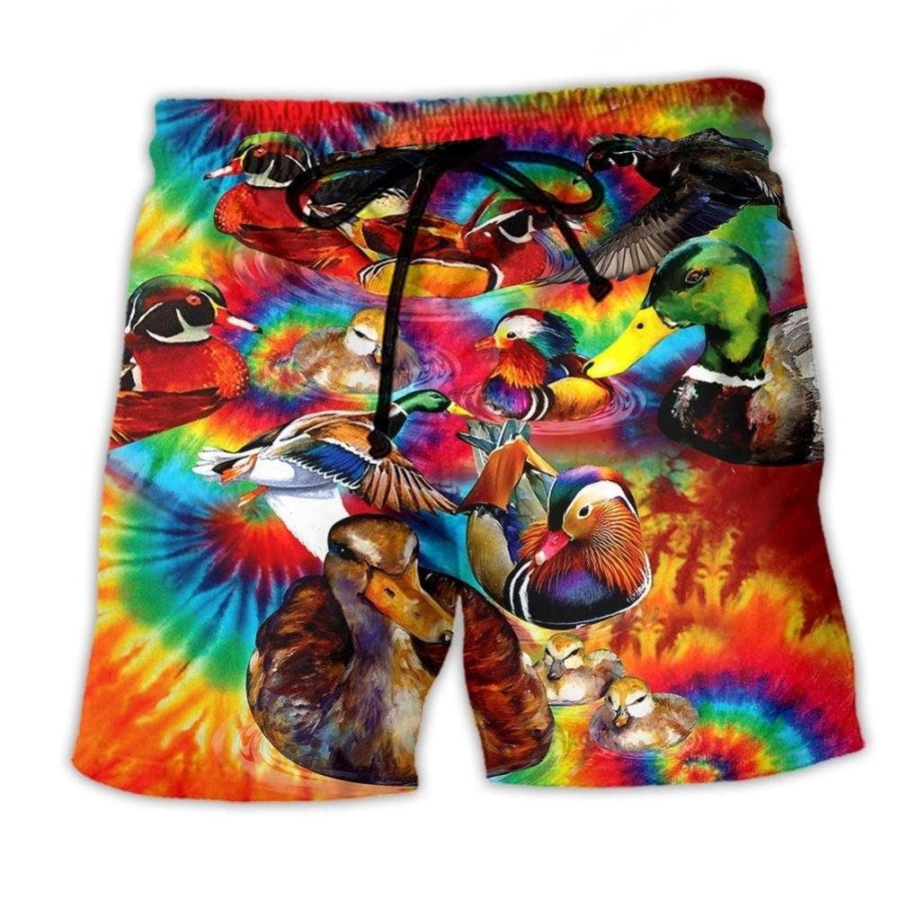 Duck Red Green Fire Art – Beach Short