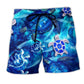 Turtle Go With The Flow Blue Ocean – Beach Short