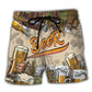 Beer Born To Drink Humor Art – Beach Short