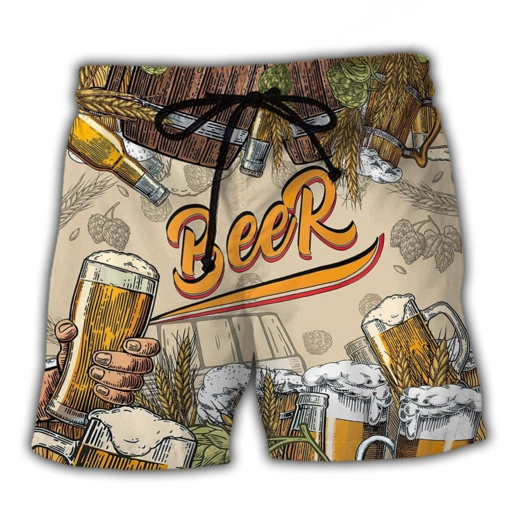 Beer Born To Drink Humor Art – Beach Short