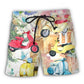 Scooter Floral Watercolor Art – Beach Short