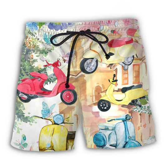 Scooter Floral Watercolor Art – Beach Short