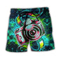 Abstract Colorful Retro Camera – Beach Short