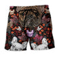 Bulldog Dog Embroidery Cute – Beach Short