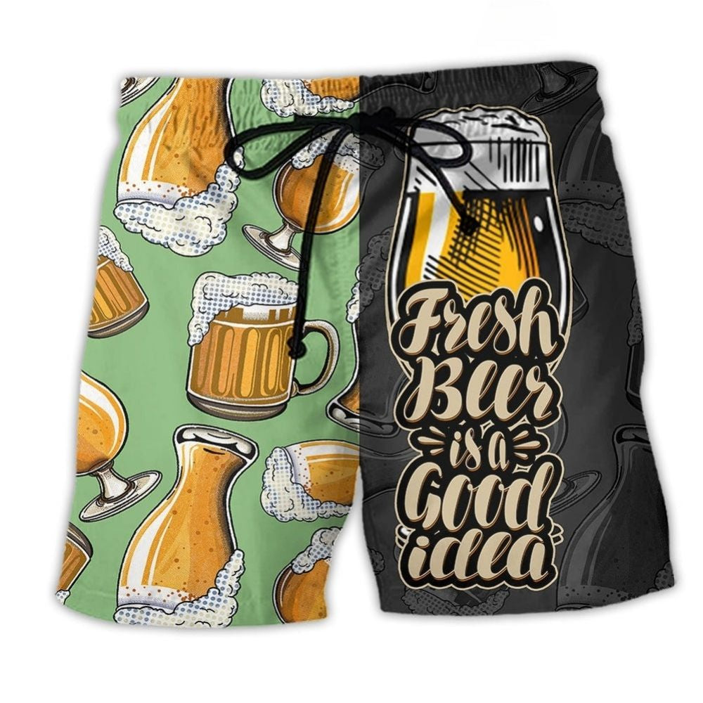 Fresh Beer Funny Quote Art – Beach Short