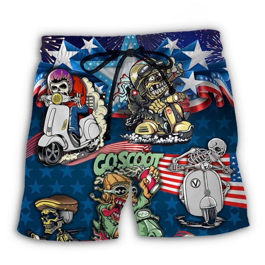 Scooter Skull Patriotic Art – Beach Short