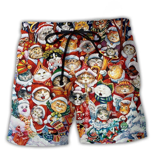 Funny Christmas Cat Happiness – Beach Short