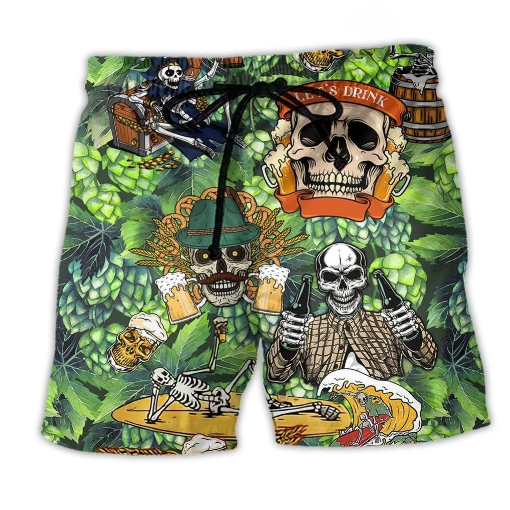 Beer Time Skull Art – Beach Short
