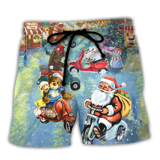 Christmas Santa And Animals Scooter Fun – Beach Short