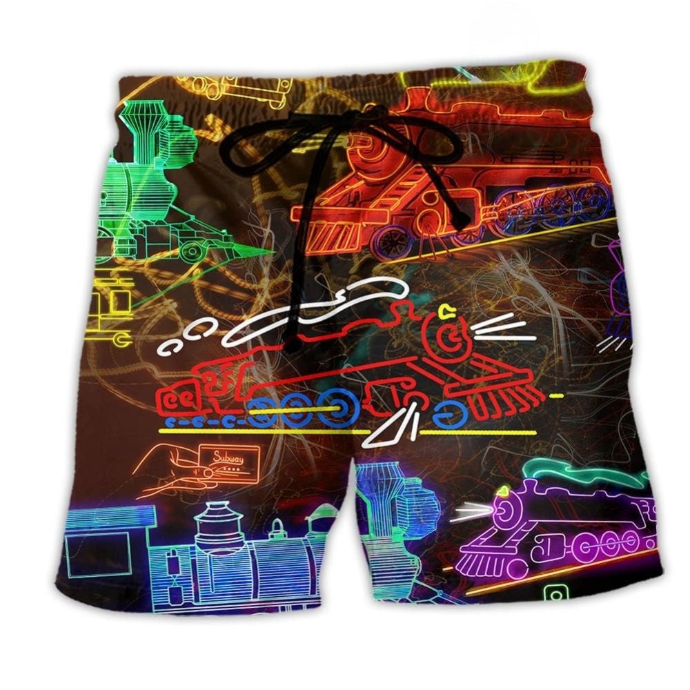 Train Life Is Better On A Train Neon Art – Beach Short