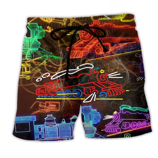 Train Life Is Better On A Train Neon Art – Beach Short