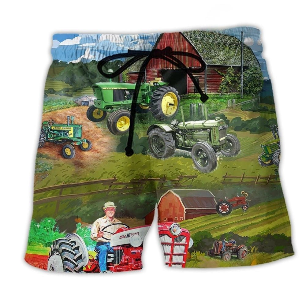 Tractor Keep Calm And Drive A Tractor Farm Life – Beach Short