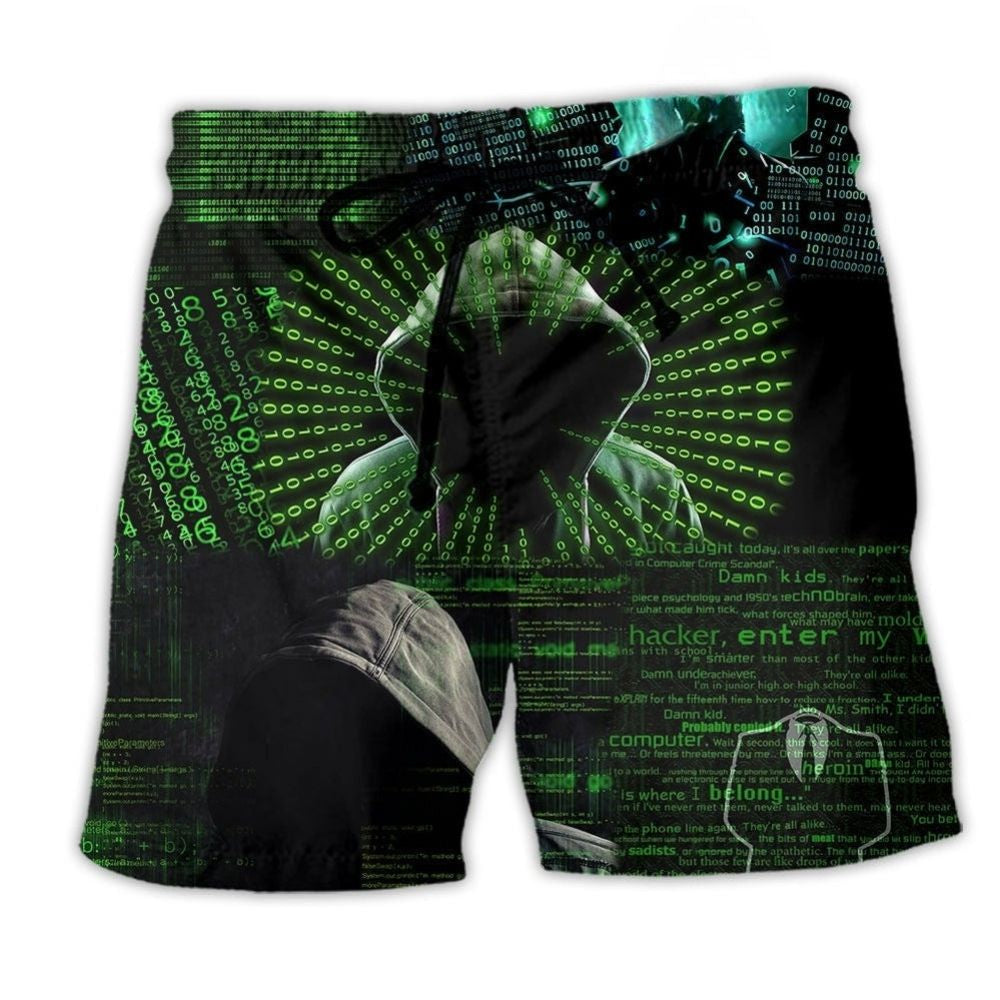 Cool Hacker Green Style - Beach Short