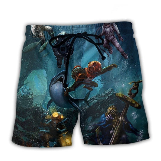 Deep Blue Sea Diving Art – Beach Short