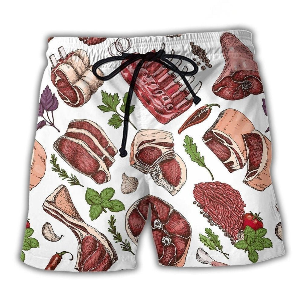 Delicious Meat Food Lover Art – Beach Short