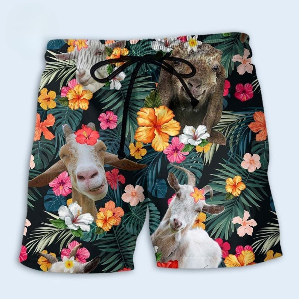 Goat Aloha Flower Pattern – Beach Short