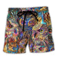 Neon Owl Colorful Wildlife Art – Beach Short