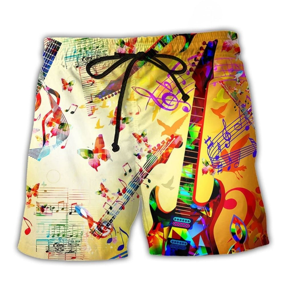 Guitar Butterfly Music Art – Beach Short