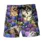 Purple Cat Lovely Flowers – Beach Short