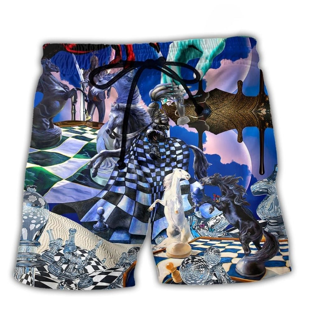 Chess Battle Of Minds Dark Fantasy – Beach Short