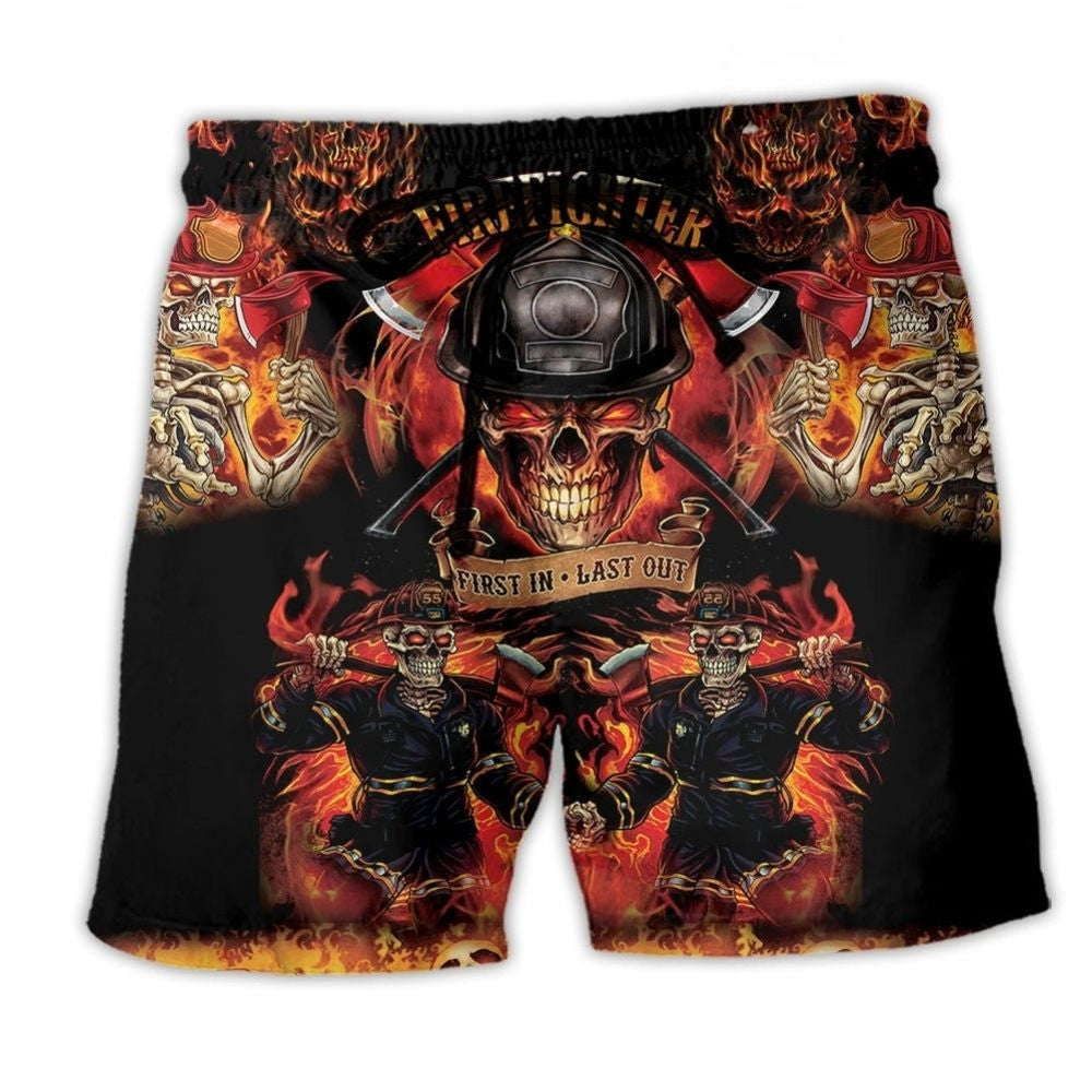 Firefighter Red Black Style – Beach Short