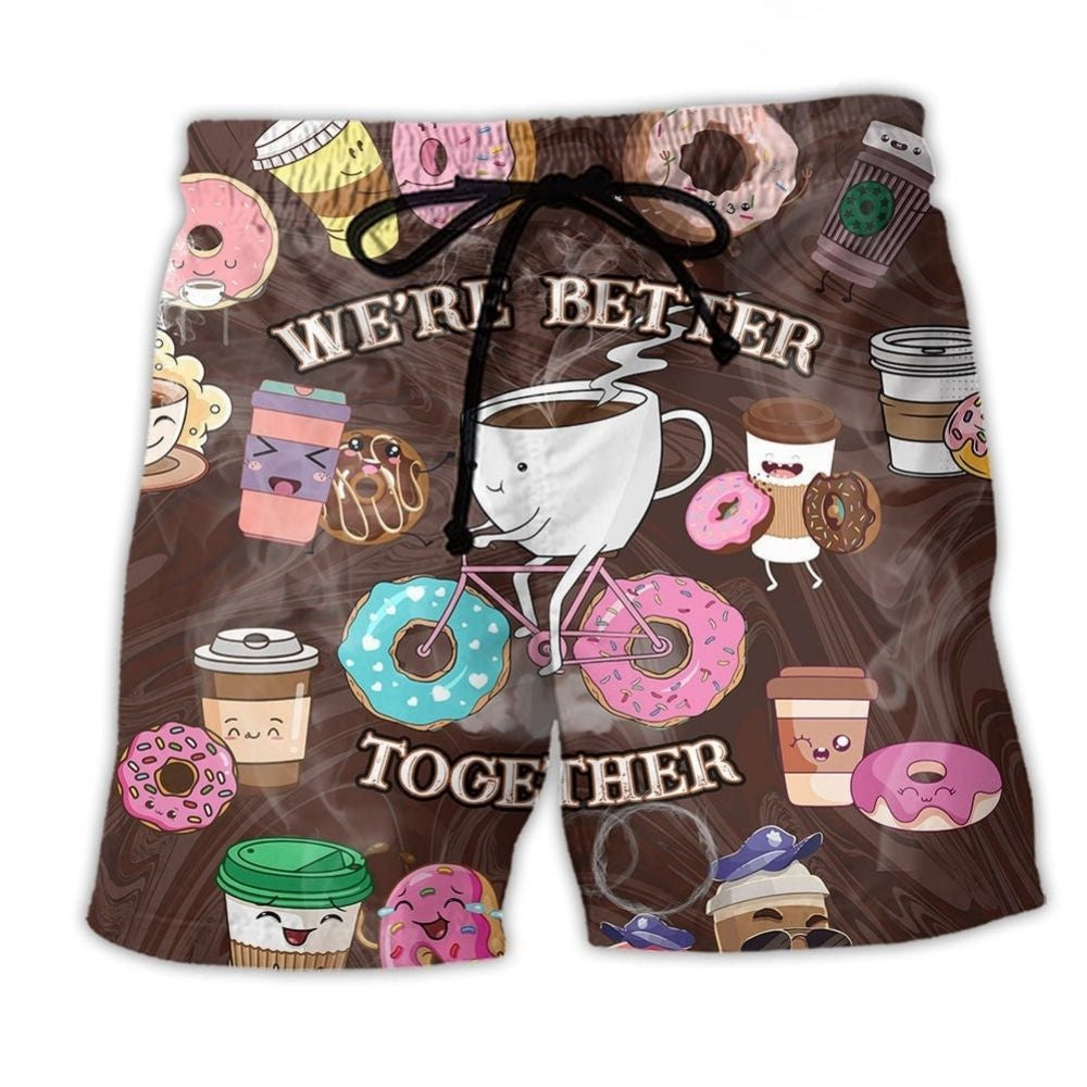 Coffee And Donuts Together Art – Beach Short