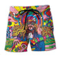 Hippie Rock Music Colorful Art – Beach Short