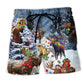 Merry Christmas Moose Forest – Beach Short