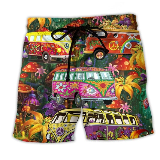 Hippie Bus Color Pattern – Beach Short
