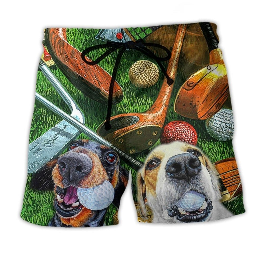 Golf Style Funny Dog Colorful - Beach Short