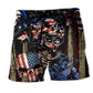 America Angry Skull Style – Beach Short