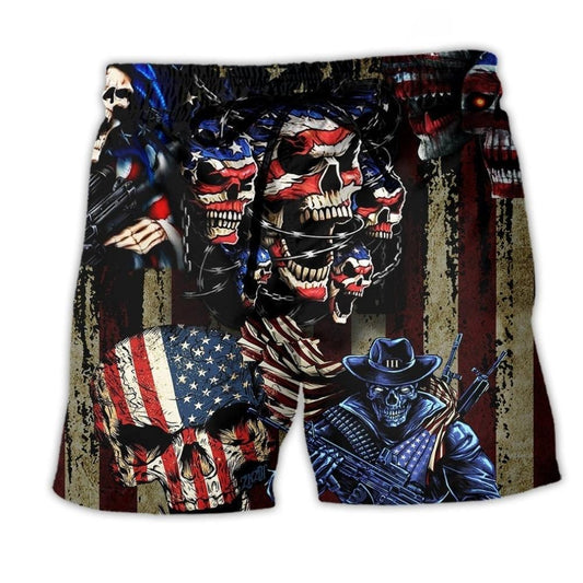 America Angry Skull Style – Beach Short