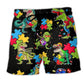 Autism Dinosaur Cool Black Style – Beach Short