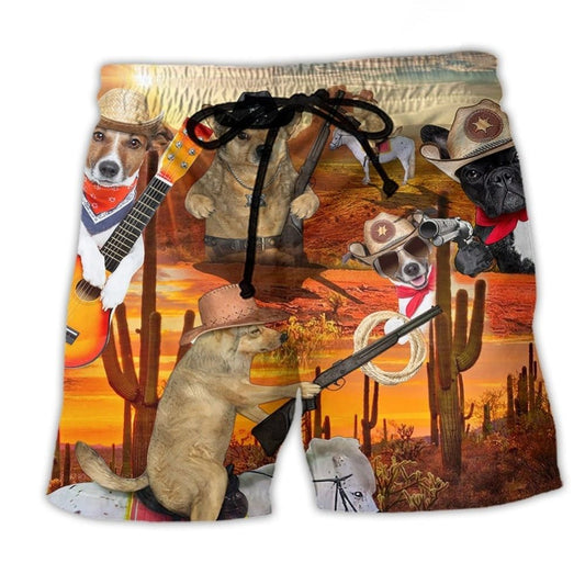 Cowboy Dog Love Life Art - Beach Short