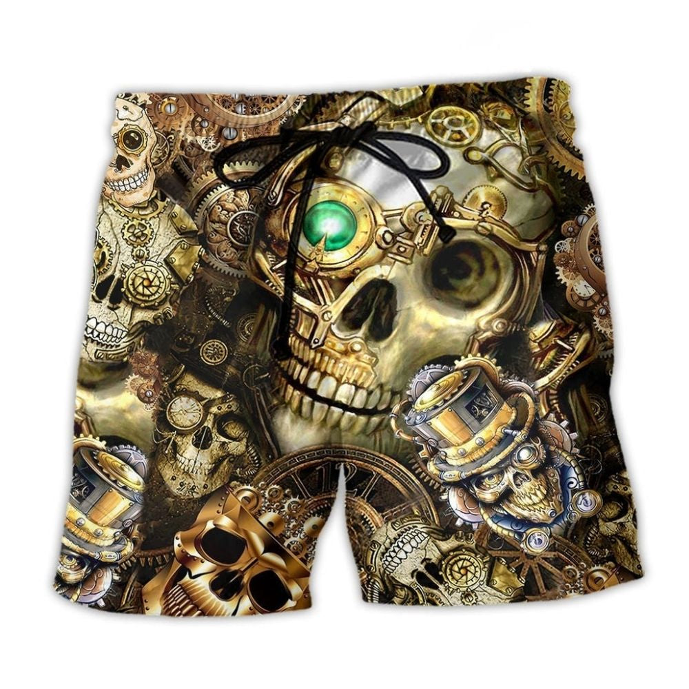 Steampunk Skull Vintage Art – Beach Short