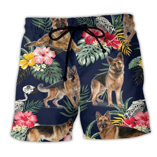German Shepherd Tropical Floral Dog Lover Cool Style - Beach Short