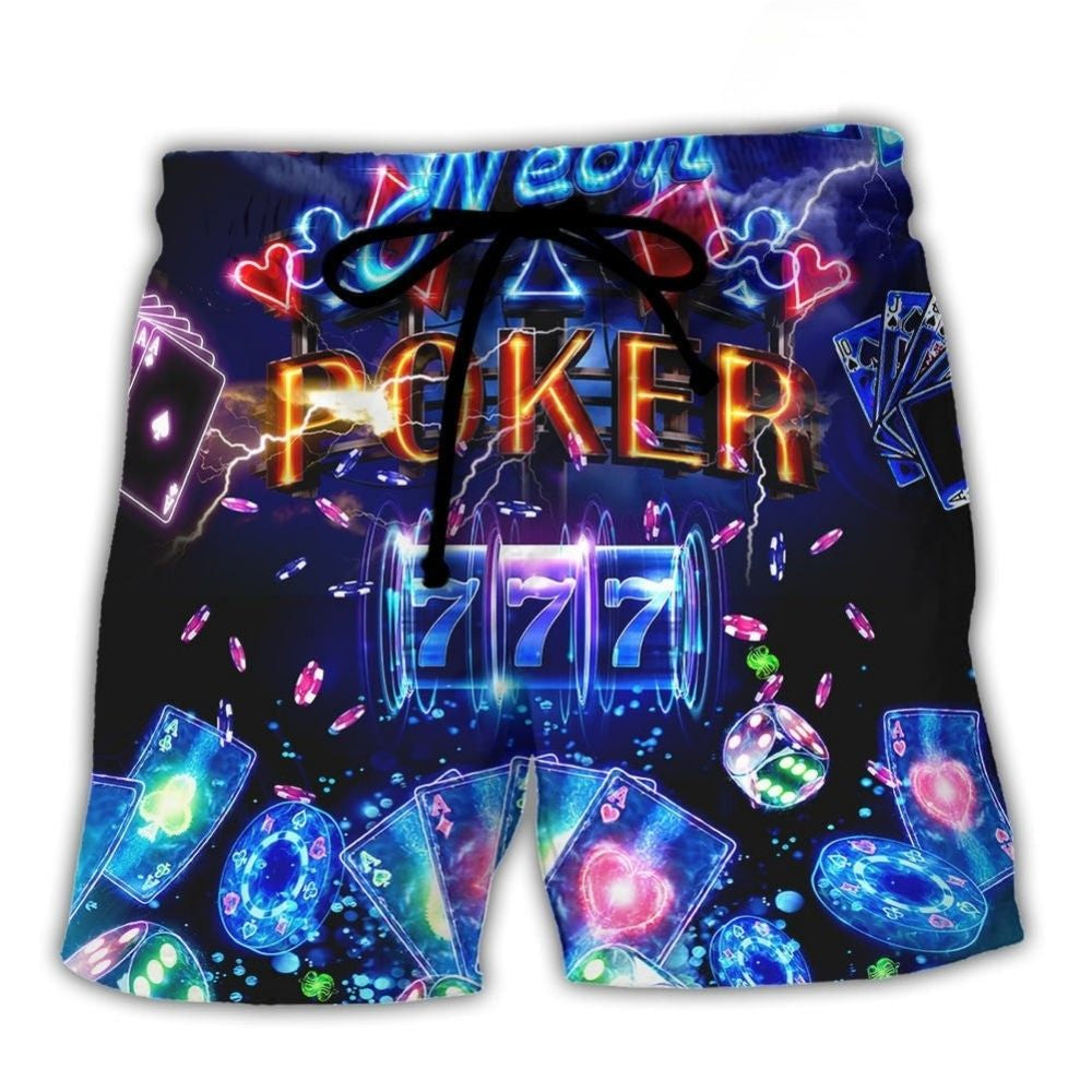 Neon Poker Casino Jackpot Style – Beach Short