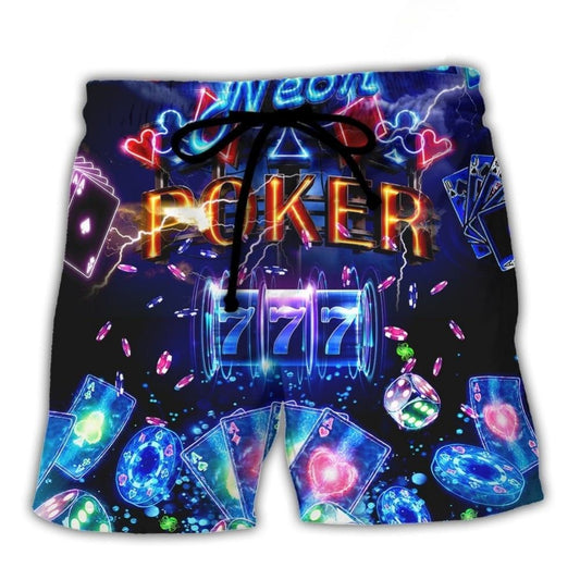 Neon Poker Casino Jackpot Style – Beach Short
