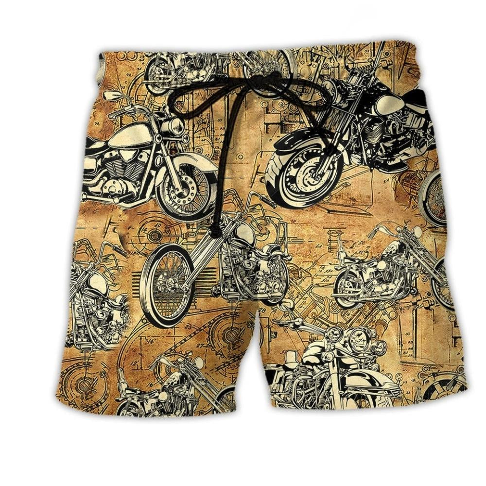 Motorcycle Vintage Rider Art – Beach Short