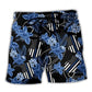 Police Blue Tropical Floral Leaf – Beach Short