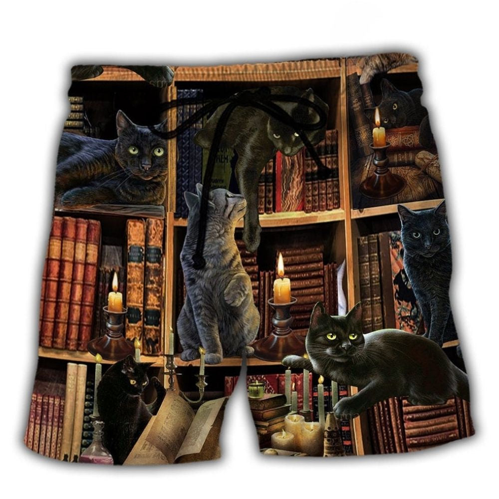 Black Cat Love Books Cozy – Beach Short