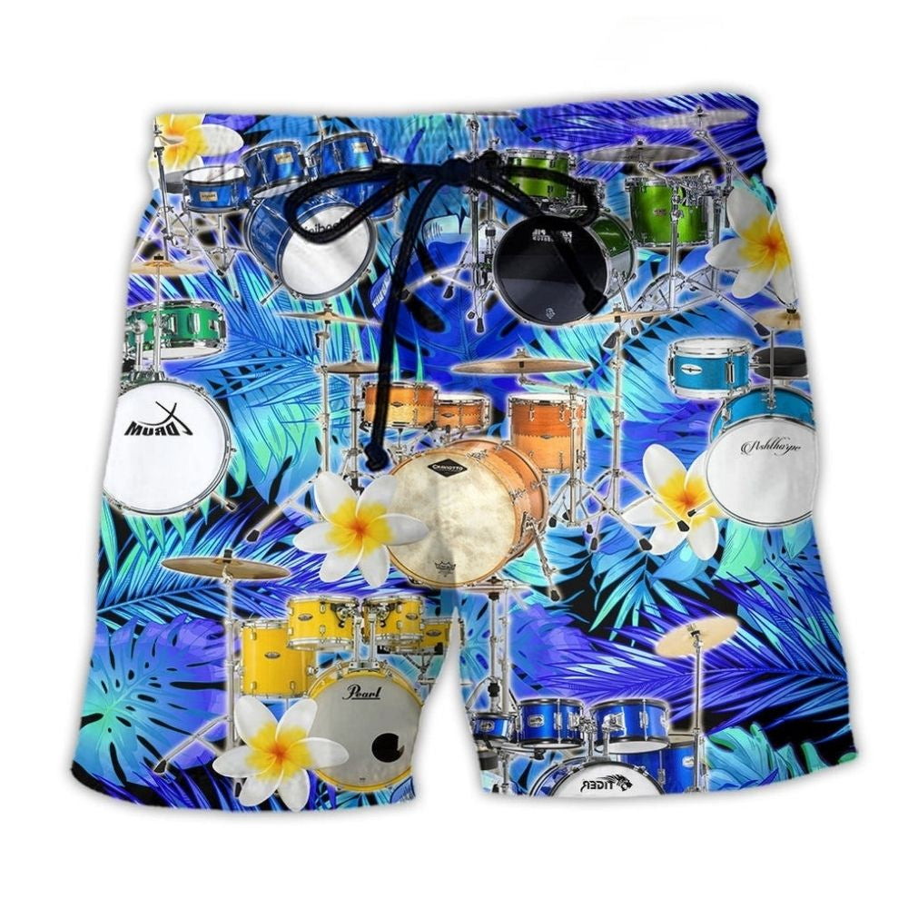 Drums And Plumeria Music Art – Beach Short