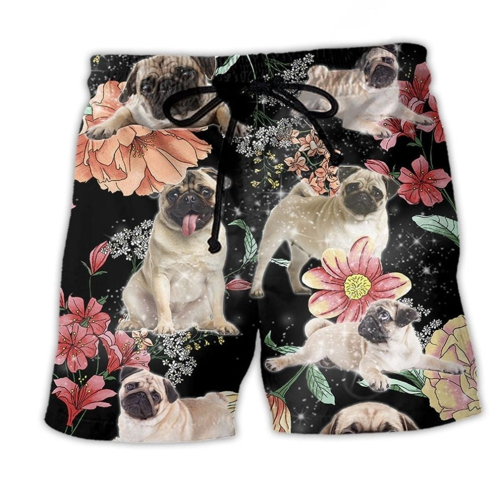 Pug Tropical Style Dark - Beach Short