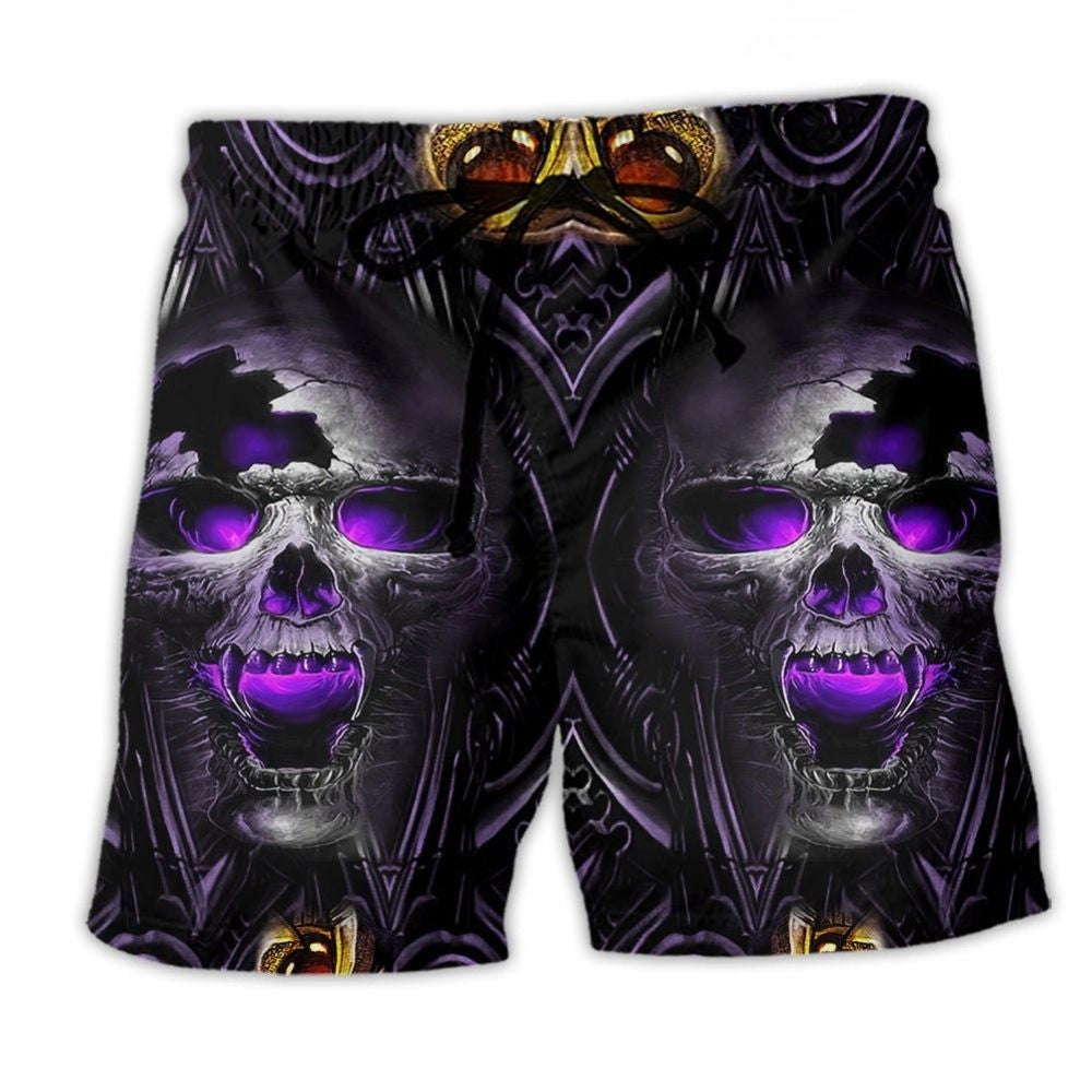 Skull Hello Darkness Purple Smile Art – Beach Short