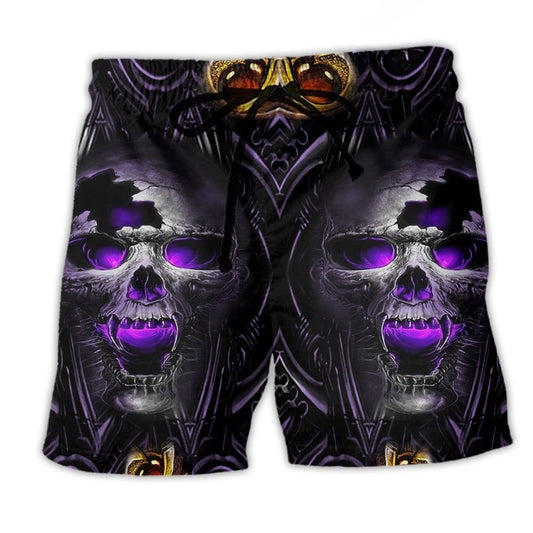 Skull Hello Darkness Purple Smile Art – Beach Short