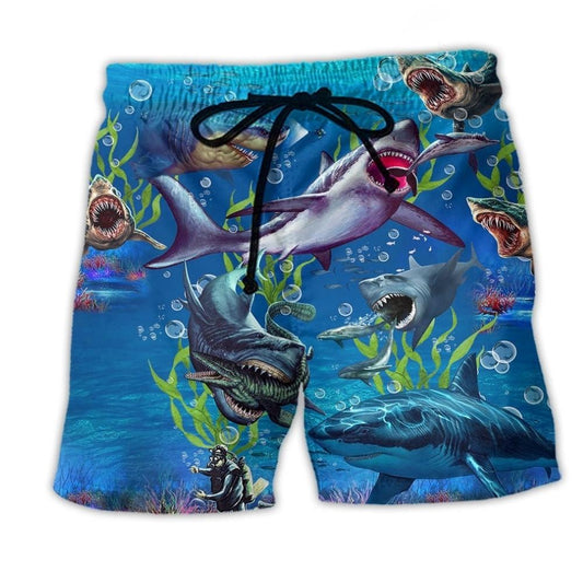 Shark Megalodon Alive Blue Ocean – Beach Short