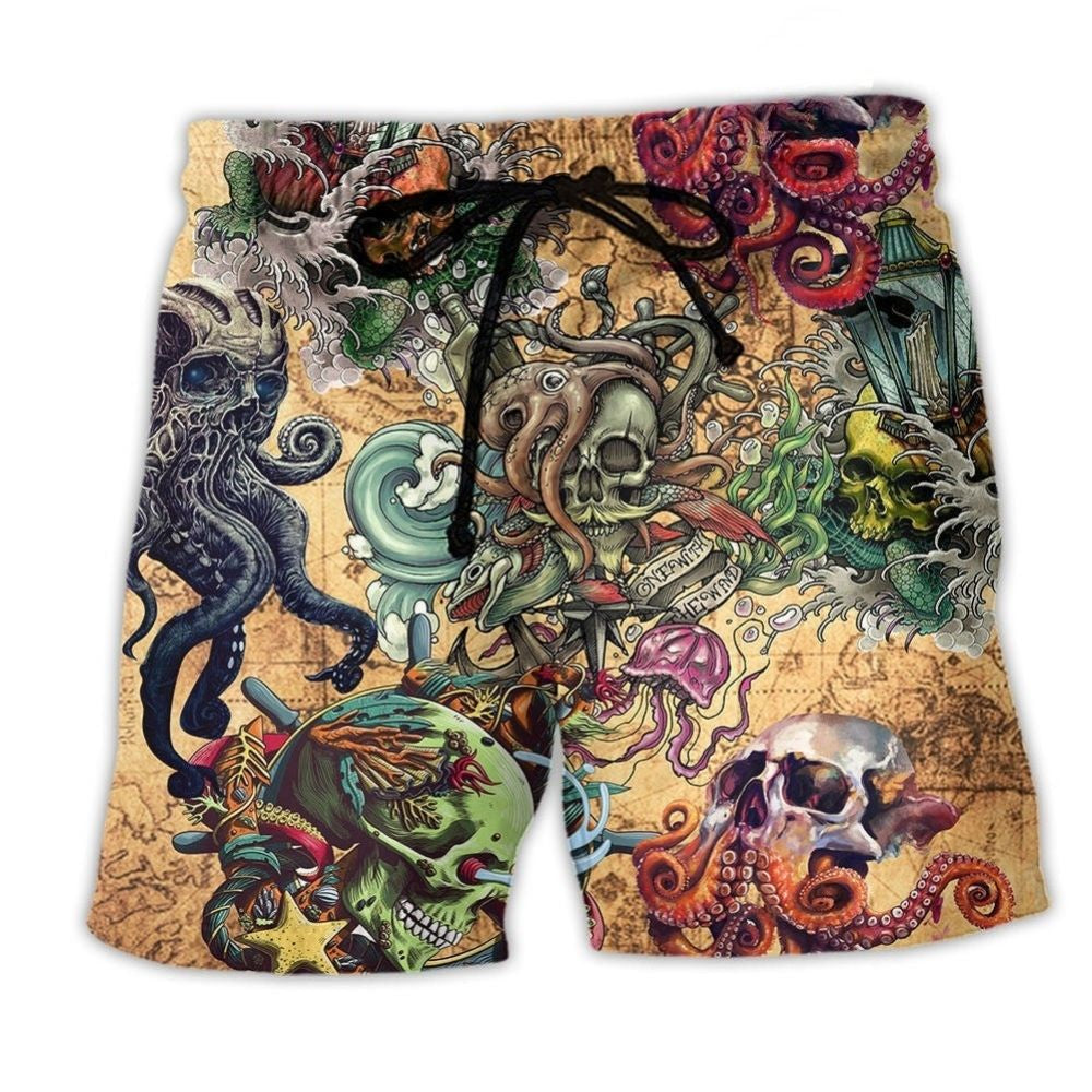 Skull Into The Sea Ocean Style - Beach Short
