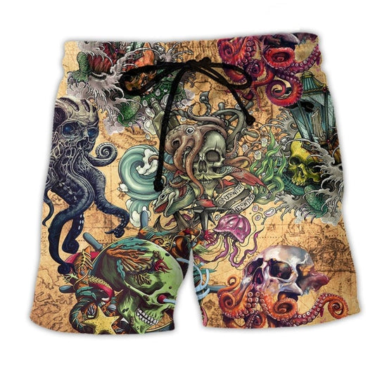 Skull Into The Sea Ocean Style - Beach Short