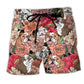 Bulldog With Lovely Floral Art – Beach Short